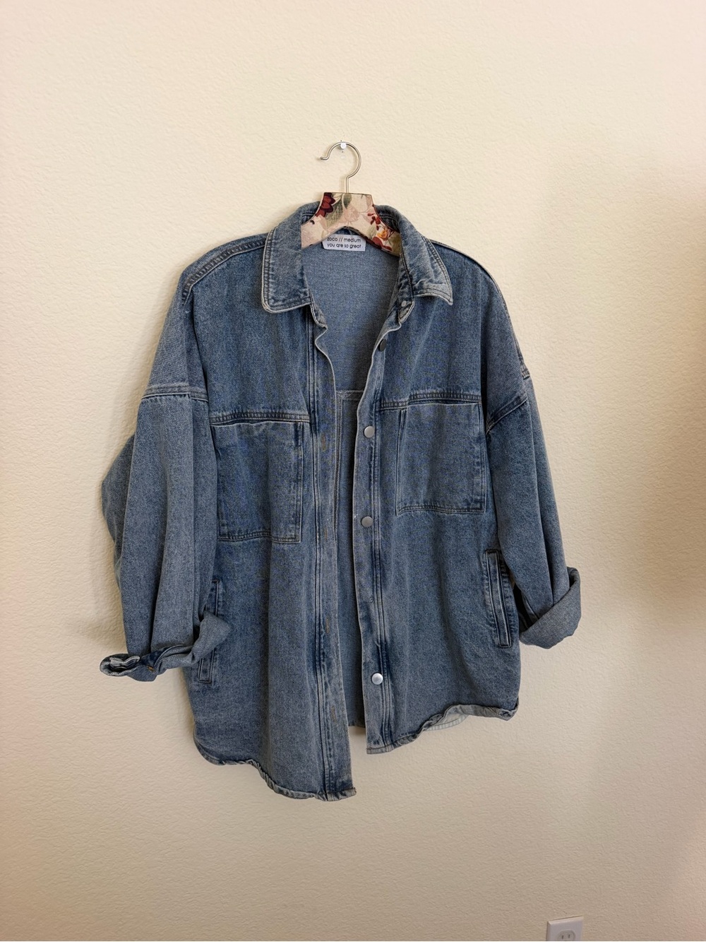 Women's Oversized Blue Denim Jacket - Casual Layering